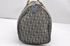 Authentic Christian Dior Trotter Hand Boston Bag Canvas Leather Blue Junk 3983K