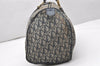 Authentic Christian Dior Trotter Hand Boston Bag Canvas Leather Blue Junk 3983K