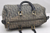 Authentic Christian Dior Trotter Hand Boston Bag Canvas Leather Blue Junk 3983K