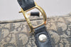 Authentic Christian Dior Trotter Hand Boston Bag Canvas Leather Blue Junk 3983K