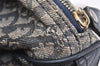 Authentic Christian Dior Trotter Hand Boston Bag Canvas Leather Blue Junk 3983K