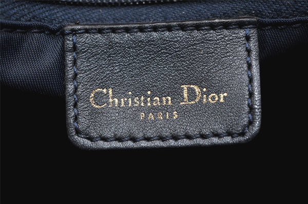 Authentic Christian Dior Trotter Hand Boston Bag Canvas Leather Blue Junk 3983K