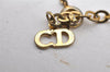 Authentic Christian Dior Gold Tone Rhinestone Chain Pendant Necklace CD 3984I