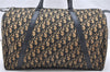 Authentic Christian Dior Trotter Hand Boston Bag Canvas Leather Blue 3984K