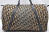 Authentic Christian Dior Trotter Hand Boston Bag Canvas Leather Blue 3984K