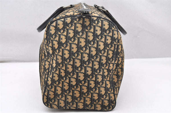 Authentic Christian Dior Trotter Hand Boston Bag Canvas Leather Blue 3984K