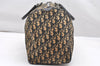 Authentic Christian Dior Trotter Hand Boston Bag Canvas Leather Blue 3984K