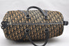 Authentic Christian Dior Trotter Hand Boston Bag Canvas Leather Blue 3984K