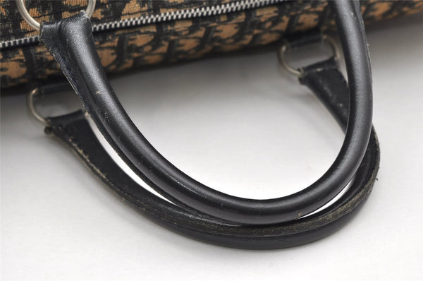Authentic Christian Dior Trotter Hand Boston Bag Canvas Leather Blue 3984K