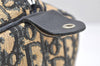 Authentic Christian Dior Trotter Hand Boston Bag Canvas Leather Blue 3984K