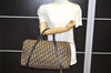 Authentic Christian Dior Trotter Hand Boston Bag Canvas Leather Blue 3984K