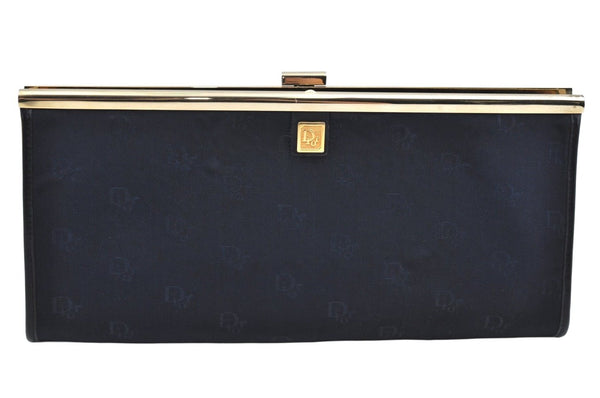 Authentic Christian Dior Vintage Clutch Hand Bag Purse Nylon Navy CD Junk 3986J