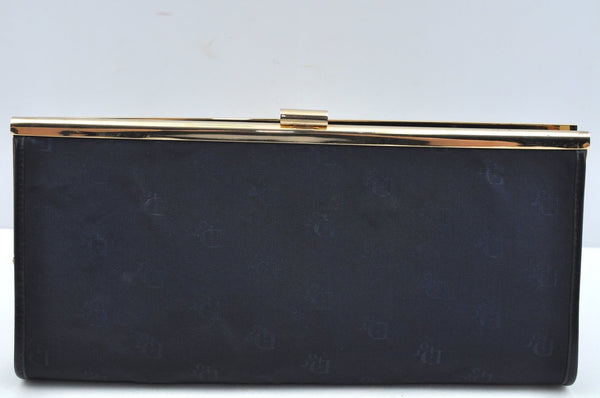 Authentic Christian Dior Vintage Clutch Hand Bag Purse Nylon Navy CD Junk 3986J