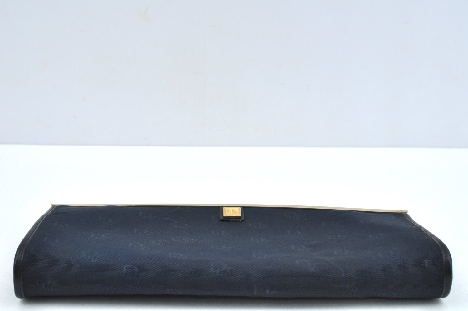 Authentic Christian Dior Vintage Clutch Hand Bag Purse Nylon Navy CD Junk 3986J