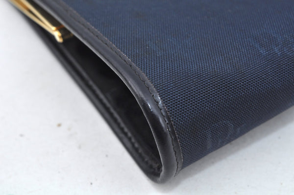 Authentic Christian Dior Vintage Clutch Hand Bag Purse Nylon Navy CD Junk 3986J