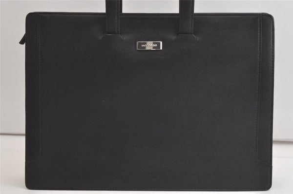 Authentic BURBERRY Vintage Leather BriefCase Business Bag Black 3986K