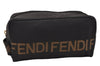 Authentic FENDI Vintage Clutch Hand Bag Purse Nylon Leather Black 3989K