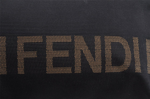 Authentic FENDI Vintage Clutch Hand Bag Purse Nylon Leather Black 3989K