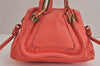 Authentic Chloe Vintage Paraty 2Way Shoulder Hand Bag Purse Leather Pink 3990J