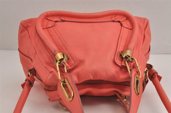 Authentic Chloe Vintage Paraty 2Way Shoulder Hand Bag Purse Leather Pink 3990J