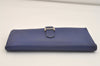 Authentic HERMES Bearn Soufflet Vintage Leather Long Wallet Purse Blue 3991J