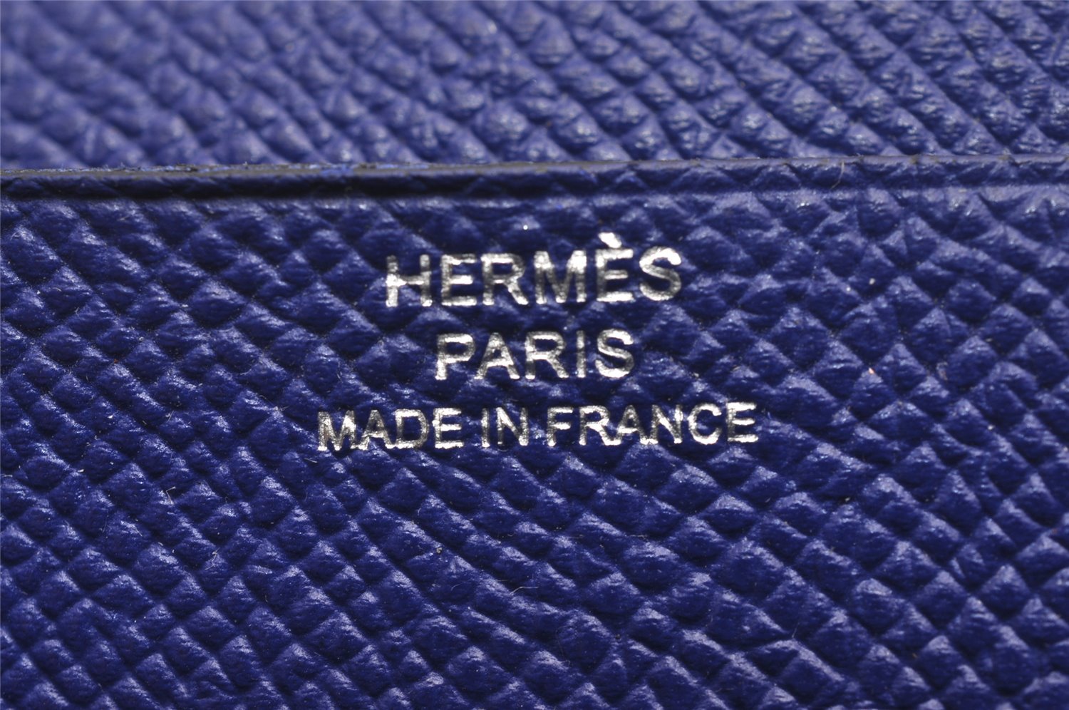 Authentic HERMES Bearn Soufflet Vintage Leather Long Wallet Purse Blue 3991J