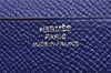 Authentic HERMES Bearn Soufflet Vintage Leather Long Wallet Purse Blue 3991J