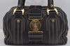 Authentic GUCCI Aviatrix Hysteria Hand Boston Bag Leather 186235 Black 3992J