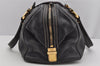 Authentic GUCCI Aviatrix Hysteria Hand Boston Bag Leather 186235 Black 3992J