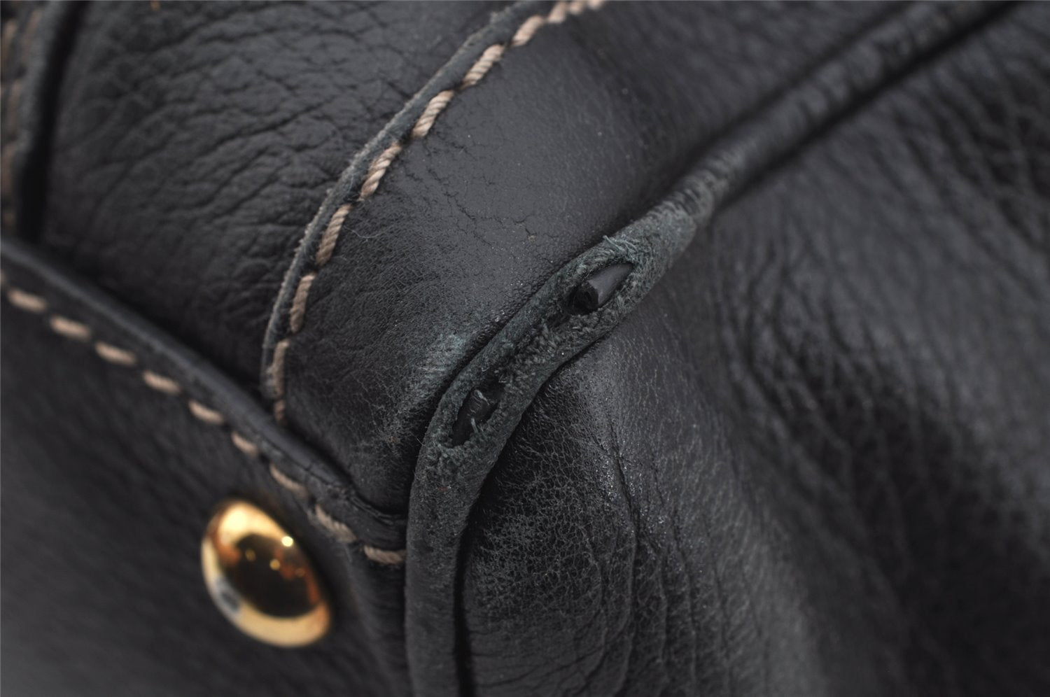 Authentic GUCCI Aviatrix Hysteria Hand Boston Bag Leather 186235 Black 3992J