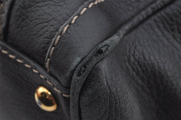 Authentic GUCCI Aviatrix Hysteria Hand Boston Bag Leather 186235 Black 3992J