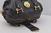 Authentic GUCCI Aviatrix Hysteria Hand Boston Bag Leather 186235 Black 3992J