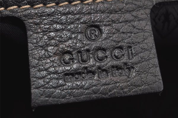 Authentic GUCCI Aviatrix Hysteria Hand Boston Bag Leather 186235 Black 3992J