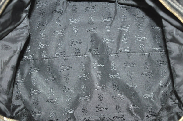 Authentic GUCCI Aviatrix Hysteria Hand Boston Bag Leather 186235 Black 3992J