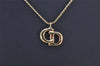 Authentic Christian Dior Gold Tone Chain Pendant Necklace CD 3992K