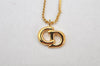 Authentic Christian Dior Gold Tone Chain Pendant Necklace CD 3992K