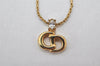 Authentic Christian Dior Gold Tone Rhinestone Chain Pendant Necklace CD 3993K