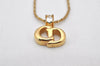 Authentic Christian Dior Gold Tone Rhinestone Chain Pendant Necklace CD 3993K