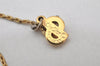 Authentic Christian Dior Gold Tone Rhinestone Chain Pendant Necklace CD 3993K