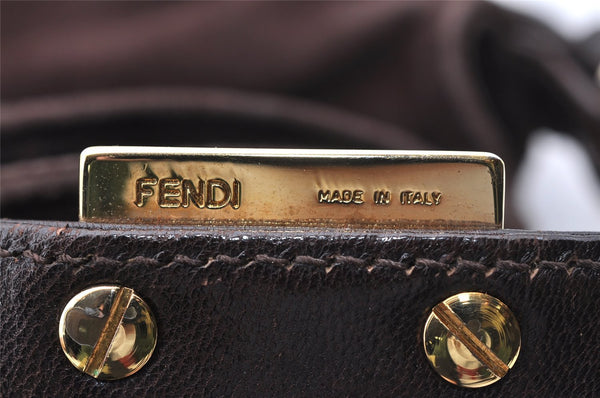 Authentic FENDI Mamma Baguette Shoulder Hand Bag Suede Leather Brown 3994I