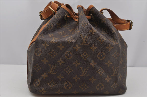 Authentic Louis Vuitton Monogram Petit Noe M42226 Shoulder Drawstring Bag 3995J