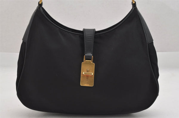 Authentic PRADA Nylon Tessuto Leather Shoulder Hand Bag Purse Black 3996K