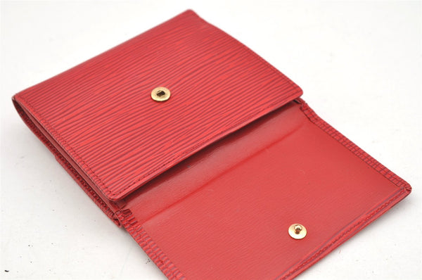 Authentic Louis Vuitton Epi Porte Monnaie Billets Cartes Credit Wallet Red 3997I