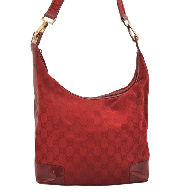 Authentic GUCCI Shoulder Hand Bag Purse GG Canvas Enamel 0014204 Red 3997K