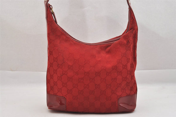 Authentic GUCCI Shoulder Hand Bag Purse GG Canvas Enamel 0014204 Red 3997K