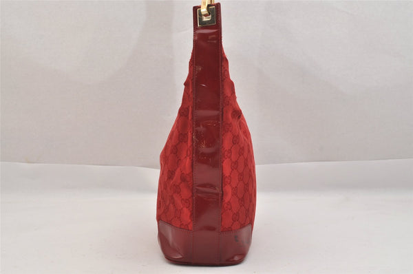 Authentic GUCCI Shoulder Hand Bag Purse GG Canvas Enamel 0014204 Red 3997K