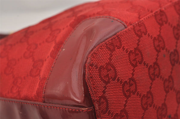 Authentic GUCCI Shoulder Hand Bag Purse GG Canvas Enamel 0014204 Red 3997K