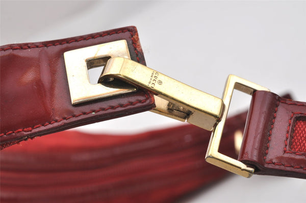 Authentic GUCCI Shoulder Hand Bag Purse GG Canvas Enamel 0014204 Red 3997K