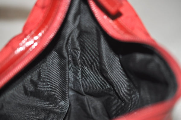 Authentic GUCCI Shoulder Hand Bag Purse GG Canvas Enamel 0014204 Red 3997K