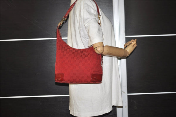 Authentic GUCCI Shoulder Hand Bag Purse GG Canvas Enamel 0014204 Red 3997K